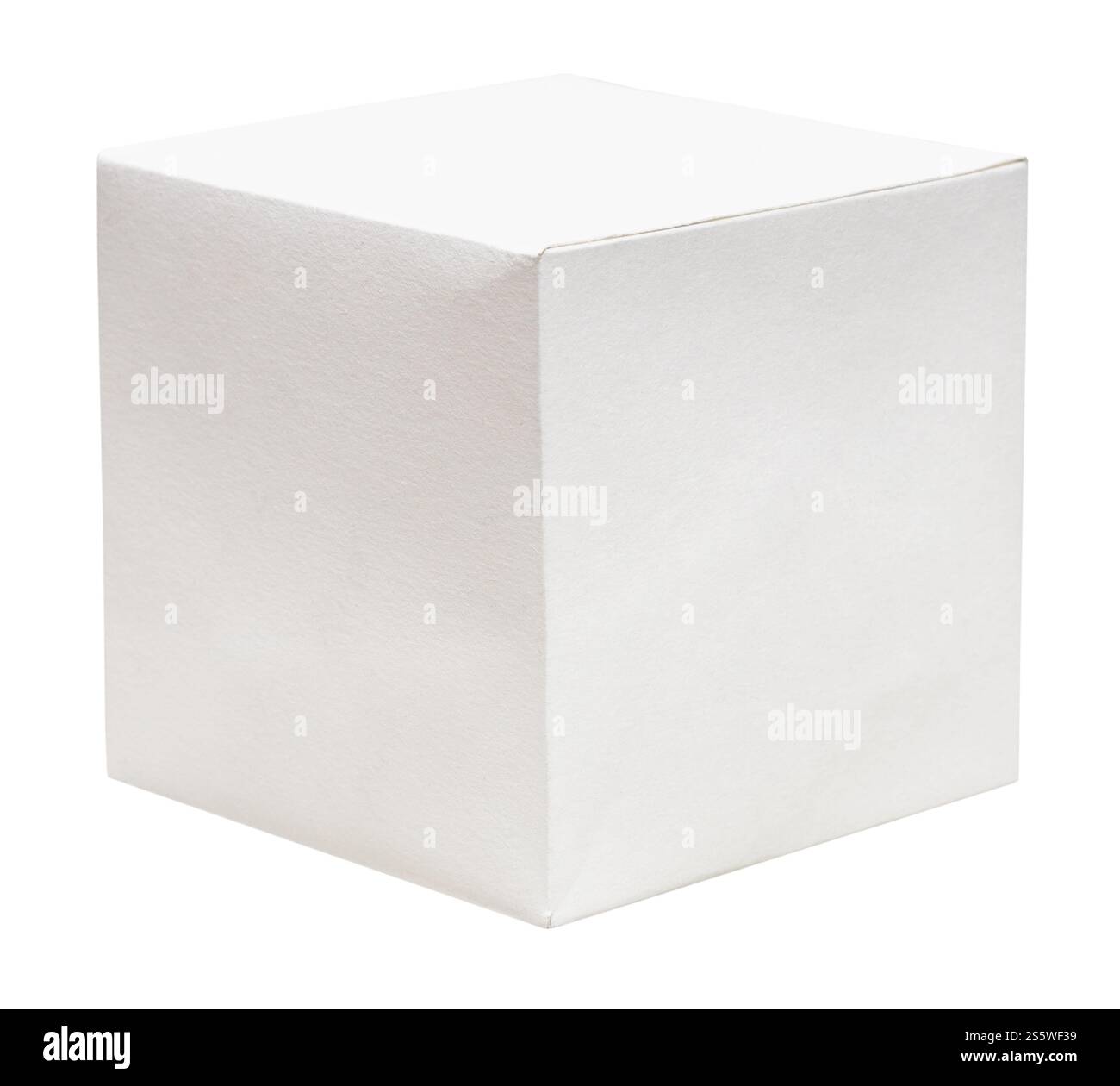 realizzato a mano in cubo di carta forma geometrica tridimensionale isolata su sfondo bianco Foto Stock