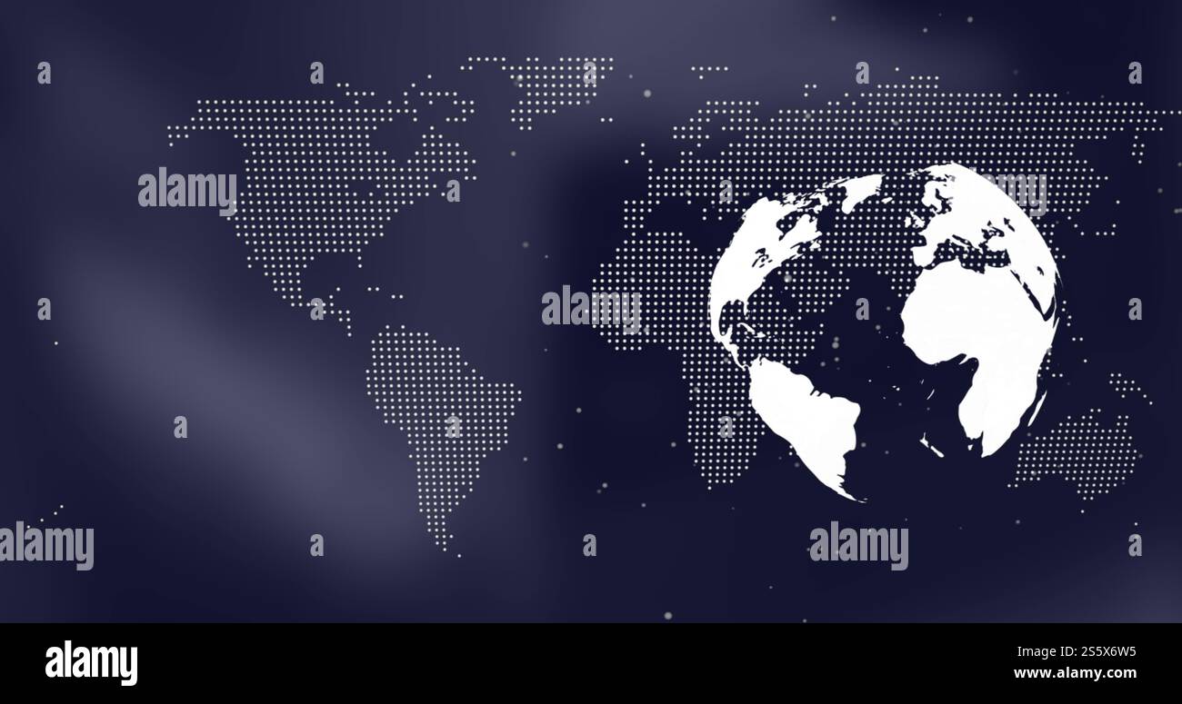 Immagine del globo con elaborazione dati su sfondo scuro Foto Stock