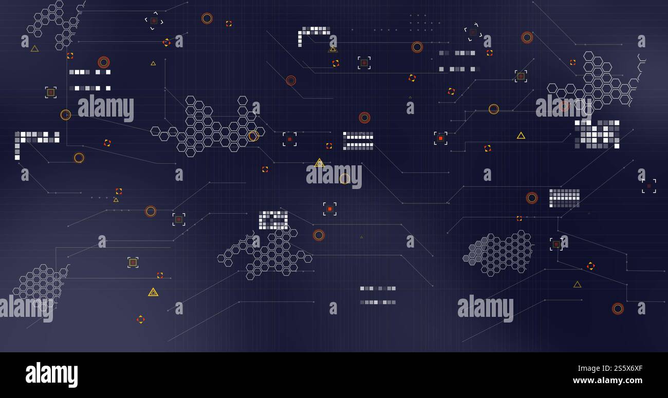 Immagine dell'elaborazione dei dati finanziari su sfondo scuro Foto Stock