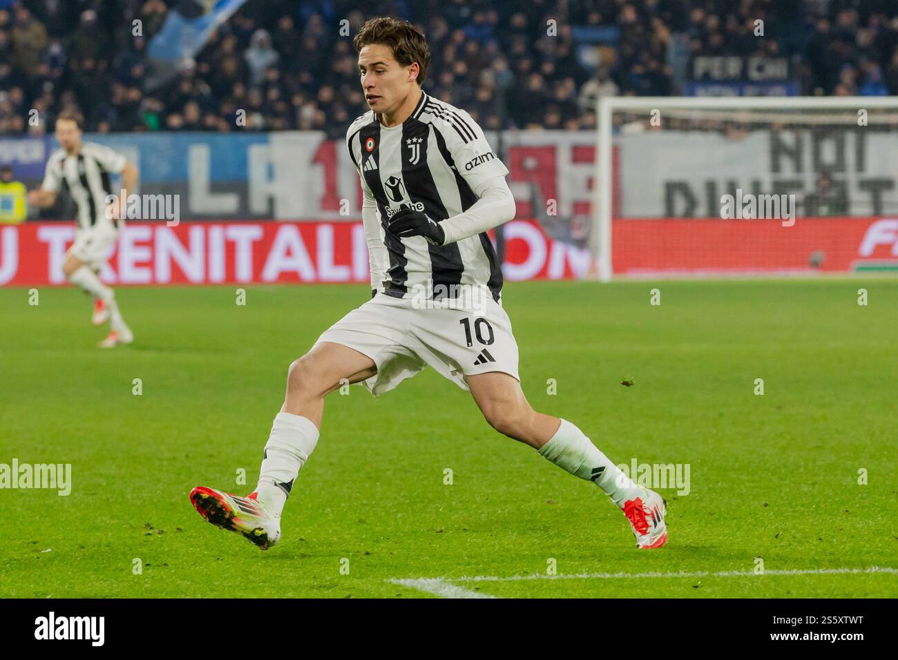 Kenan Yildiz in azione durante la partita di serie A tra Atalanta e Juventus del 14 gennaio 2025 allo Stadio Gewiss di Bergamo Foto Stock