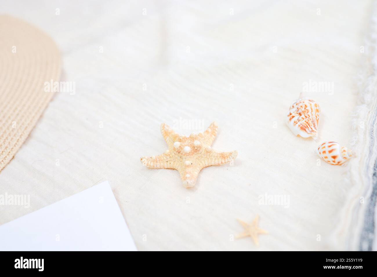 Sfondo delle vacanze estive vacanza pronta relax sulla spiaggia sfondo progettazione di spazi fotocopie, Foto Stock