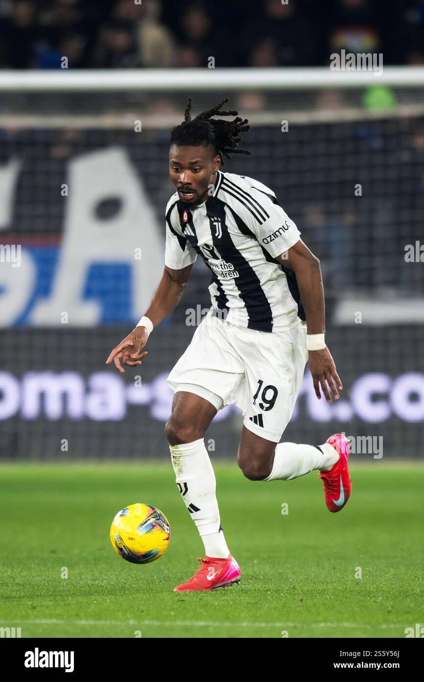 Bergamo, Italia. 14 gennaio 2025. Khephren Thuram della Juventus FC in azione durante la partita di calcio di serie A tra Atalanta BC e Juventus FC. Crediti: Nicolò campo/Alamy Live News Foto Stock