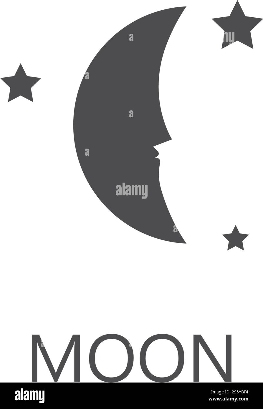 Modello vettoriale del logo dell'immagine lunare Illustrazione Vettoriale