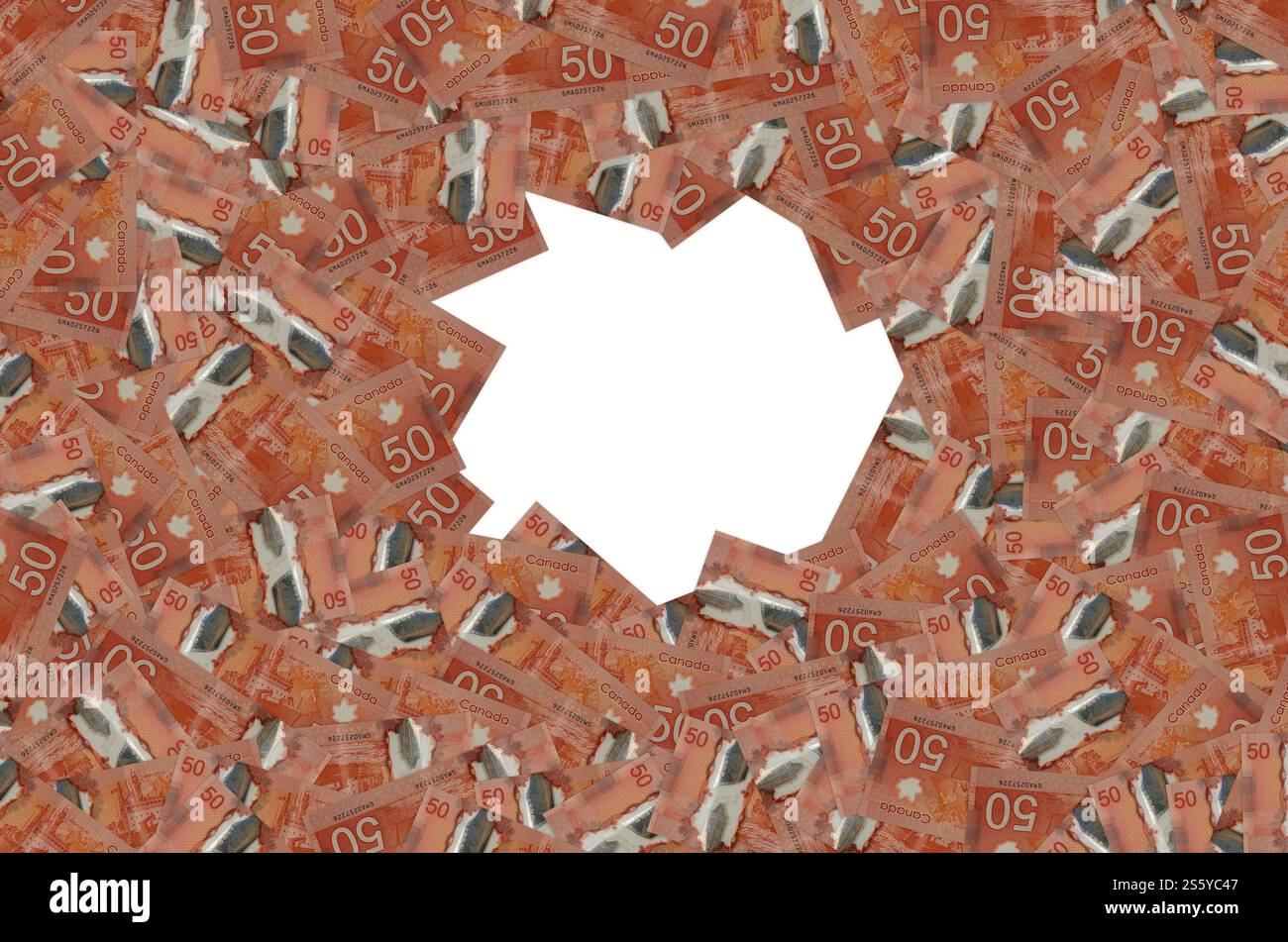 Nave della Guardia Costiera canadese Amundsen Research Icebreaker on Canada 50 dollari 2012 Polymer Banknote pattern close up. Nave della Guardia Costiera canadese Foto Stock