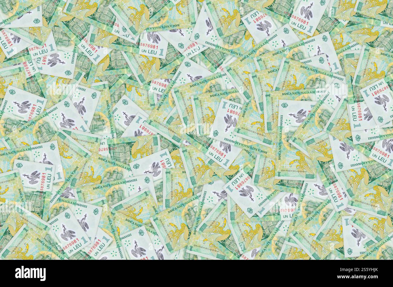 Curtea de Arges Cattedrale ritratto da soldi rumeni 1 Leu 2005 Banknote. Primo piano sulla bolletta dei soldi verdi. Cattedrale Curtea de Arges ritratto da Foto Stock