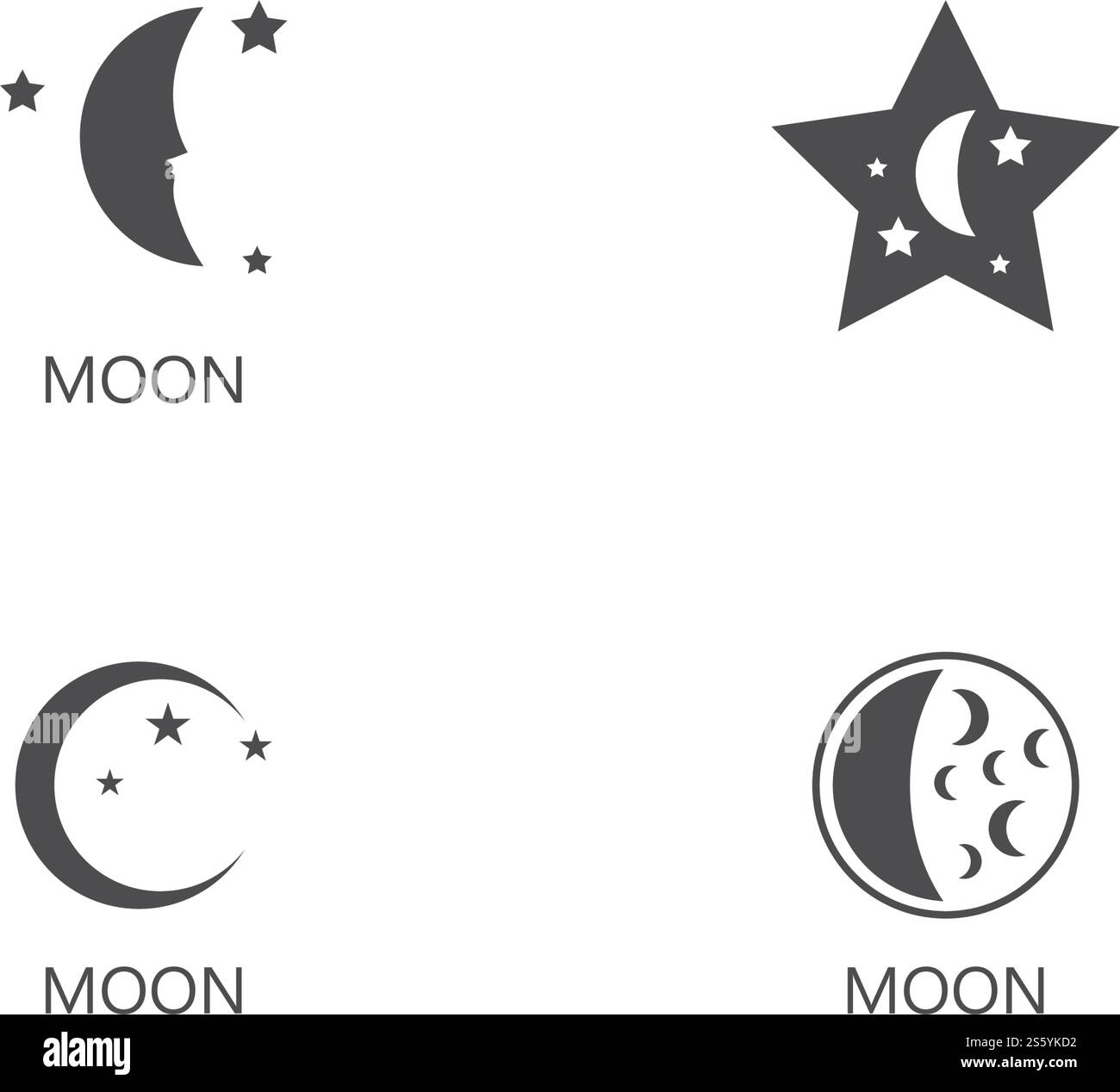 Modello vettoriale del logo dell'immagine lunare Illustrazione Vettoriale