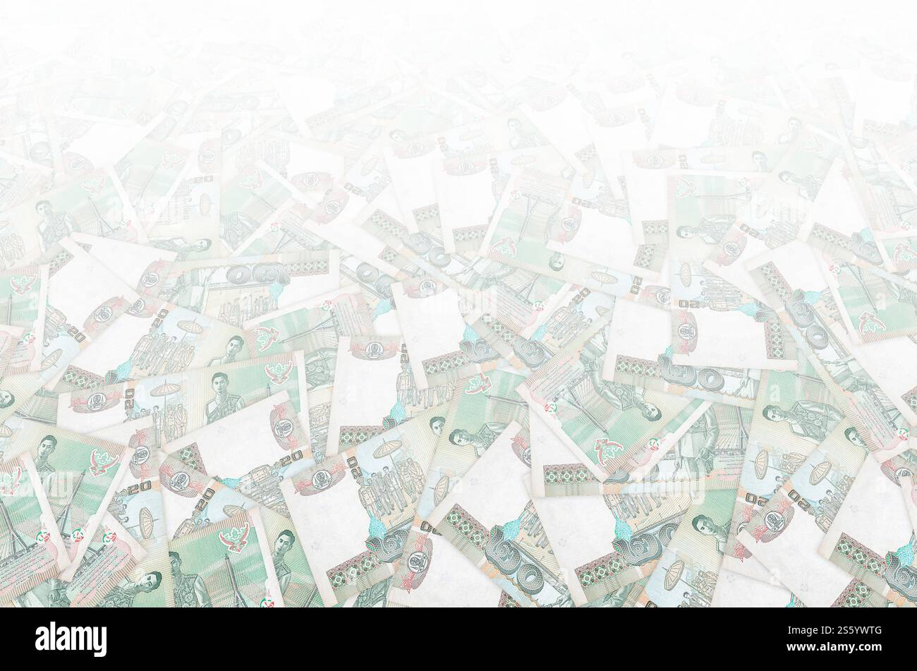 Re Bhumibol Adulyadej sulla banconota da 20 Baht Thailandia da vicino. Fattura della valuta nazionale della Thailandia. Re Bhumibol Adulyadej su 20 Baht Thailandia Foto Stock