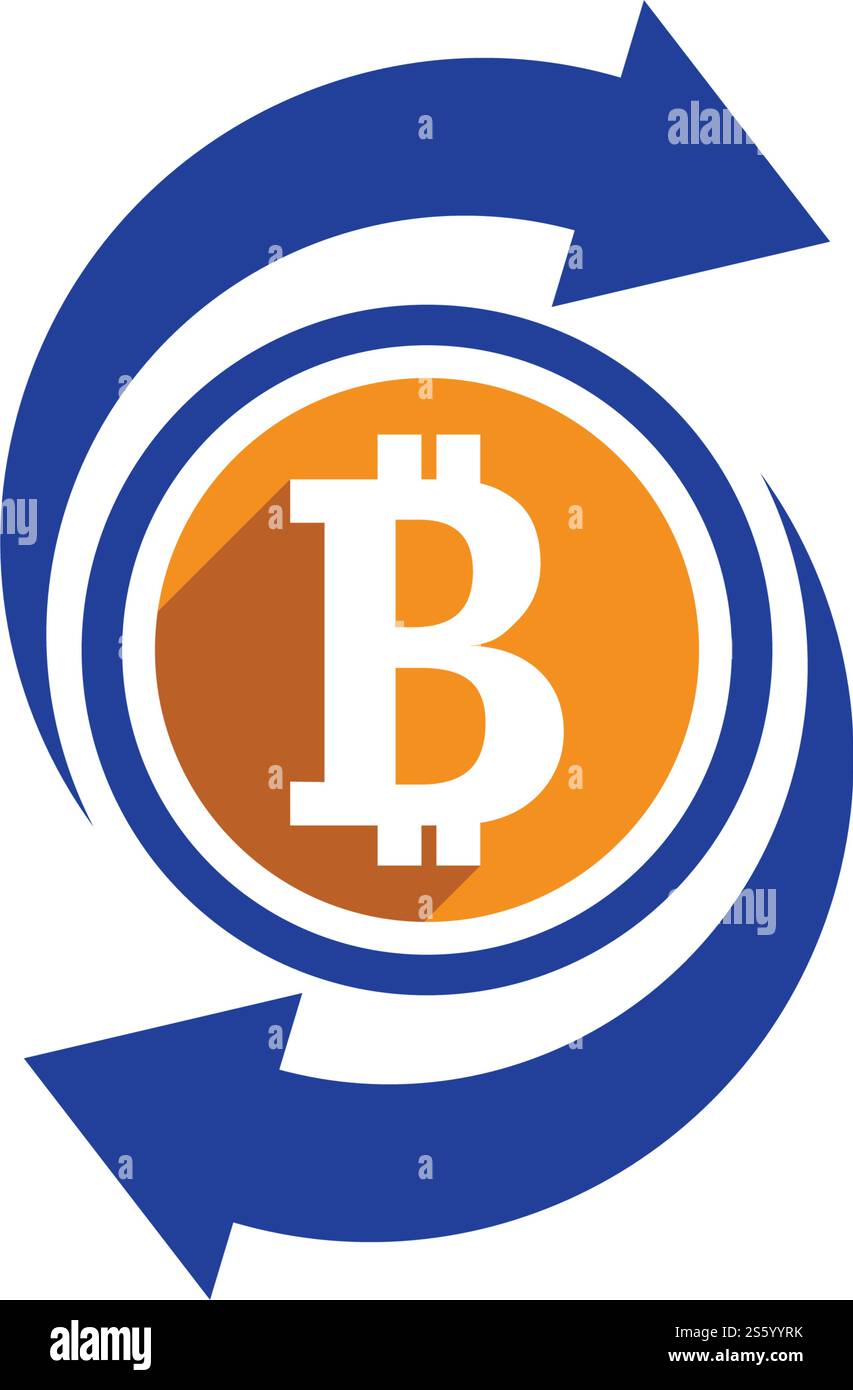 Disegno vettoriale del modello di icona a moneta di bit Illustrazione Vettoriale