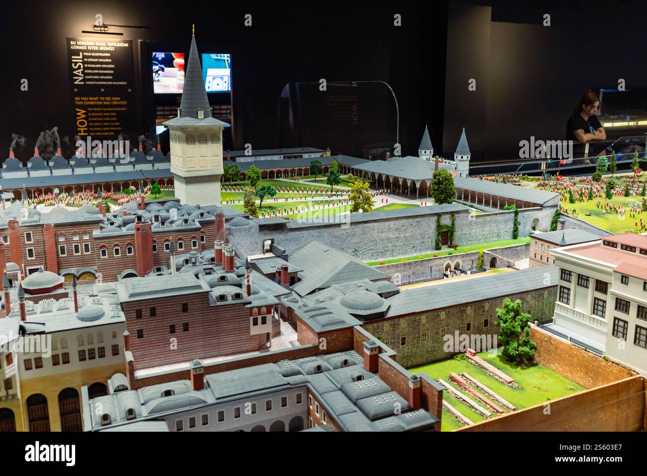 Modello del Palazzo Topkapi a Istanbul mostra di modelli della Penisola storica a Miniaturk. Istanbul Turchia - 7.12.2024 Foto Stock