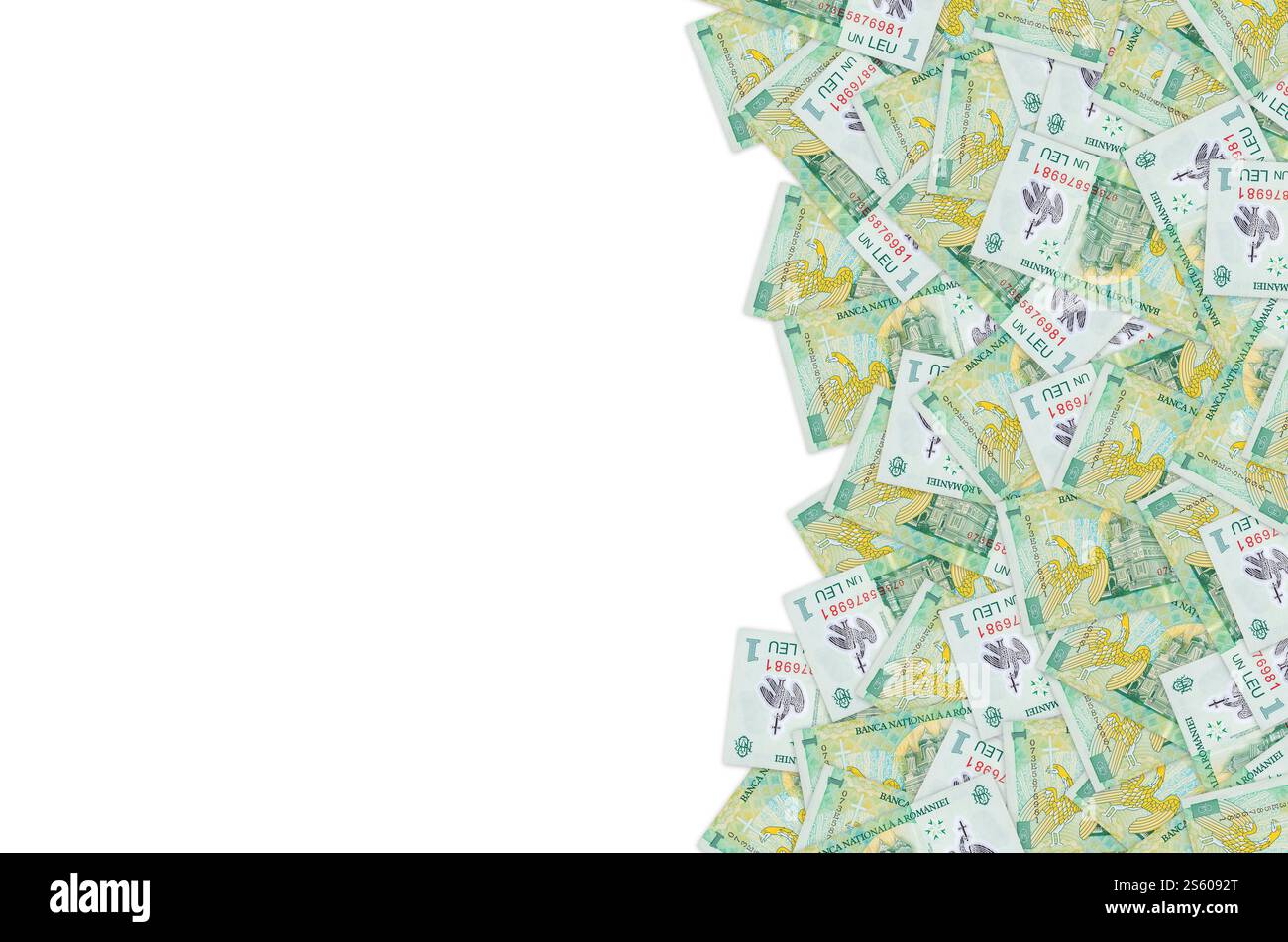 Curtea de Arges Cattedrale ritratto da soldi rumeni 1 Leu 2005 Banknote. Primo piano sulla bolletta dei soldi verdi. Cattedrale Curtea de Arges ritratto da Foto Stock