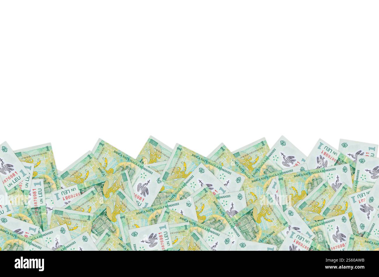 Curtea de Arges Cattedrale ritratto da soldi rumeni 1 Leu 2005 Banknote. Primo piano sulla bolletta dei soldi verdi. Cattedrale Curtea de Arges ritratto da Foto Stock