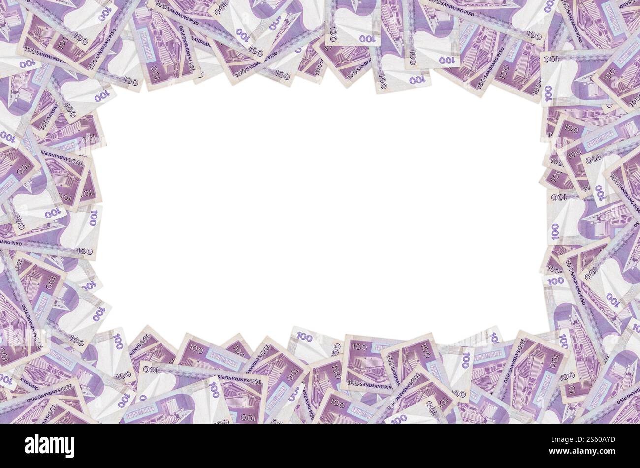 Banca centrale delle Filippine su 100 Pison Filippine schema di chiusura della banconota monetaria. Fattura della valuta nazionale delle Filippine. Banca centrale delle Filippine attiva Foto Stock