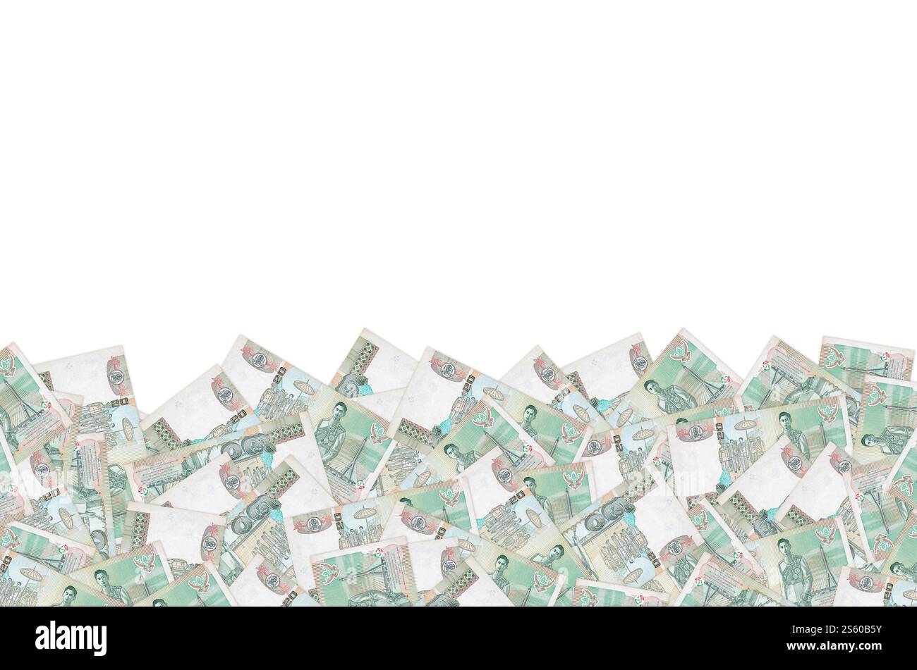 Re Bhumibol Adulyadej sulla banconota da 20 Baht Thailandia da vicino. Fattura della valuta nazionale della Thailandia. Re Bhumibol Adulyadej su 20 Baht Thailandia Foto Stock