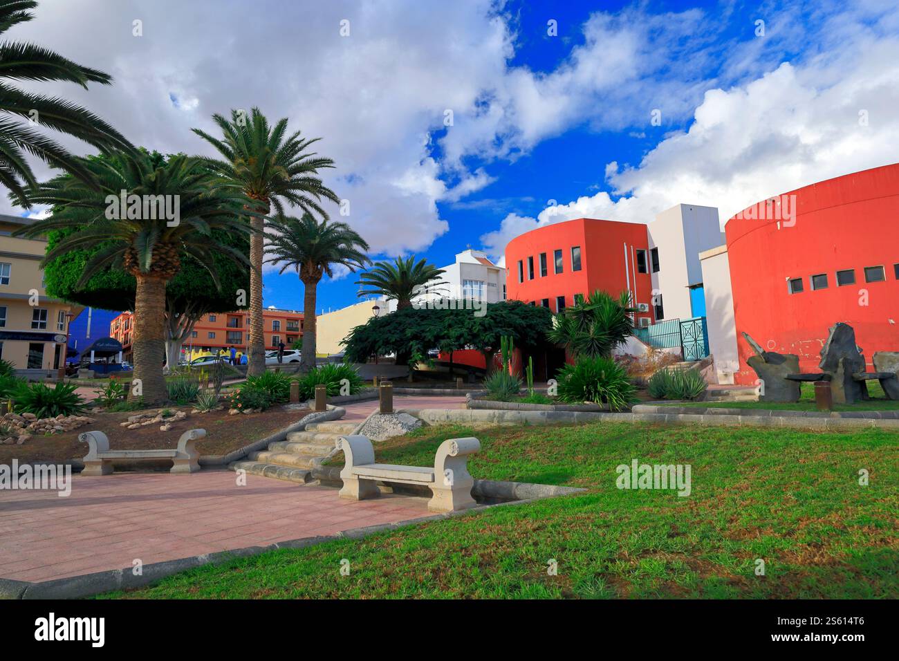 Park, Puerto del Rosario, Fuerteventura, Isole Canarie, Spagna. Foto Stock