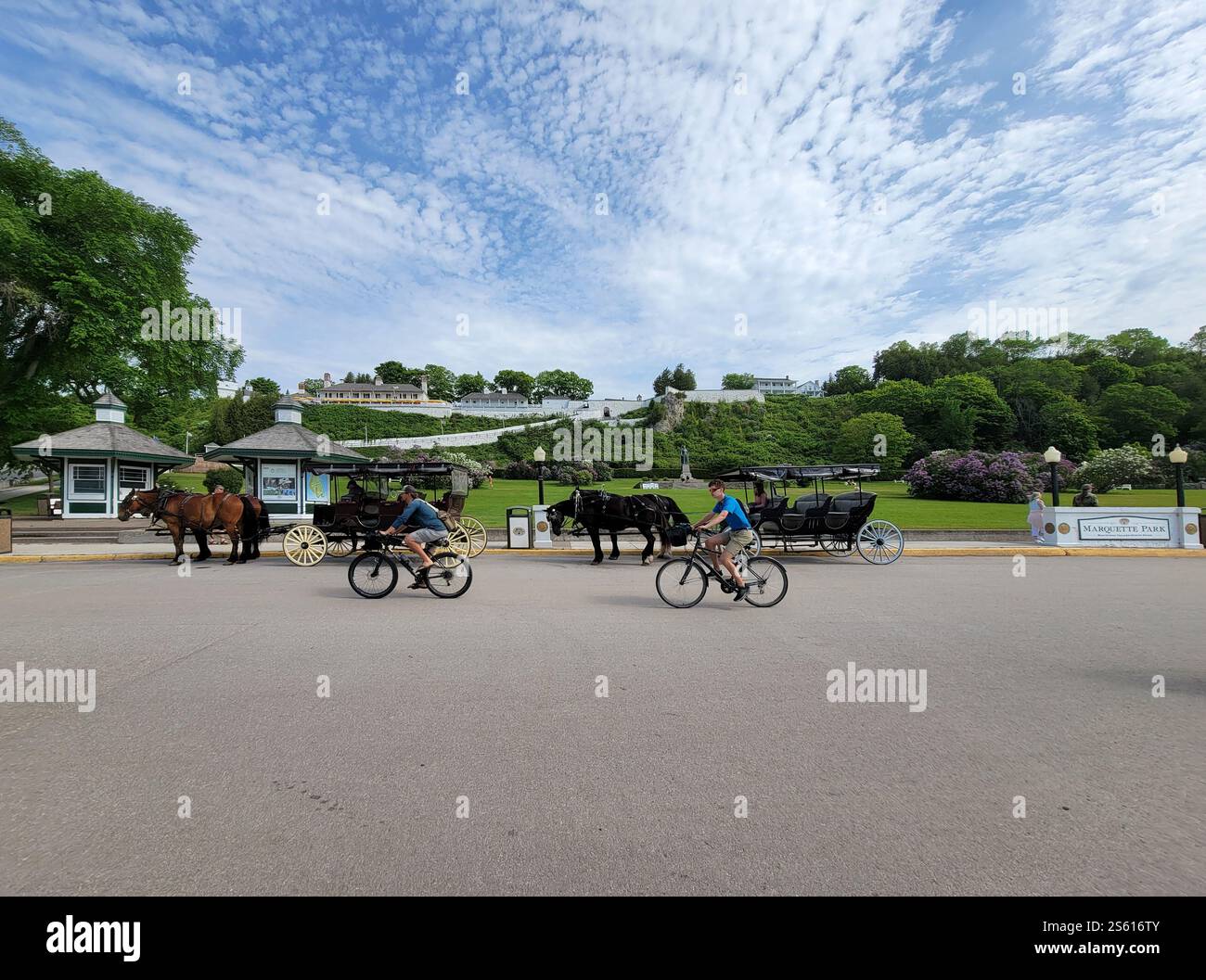 Mackinac Island Fort Mackinac e trasporto - Immagine stock catturata con smartphone