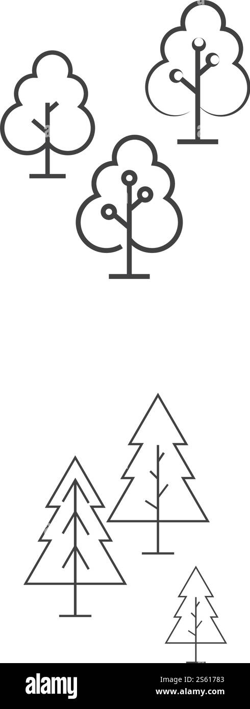 Natura simbolo vettoriale modello logo linea albero Illustrazione Vettoriale
