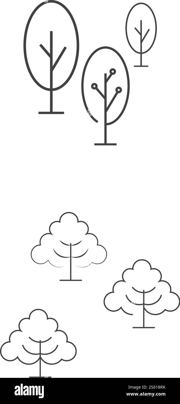 Natura simbolo vettoriale modello logo linea albero Illustrazione Vettoriale