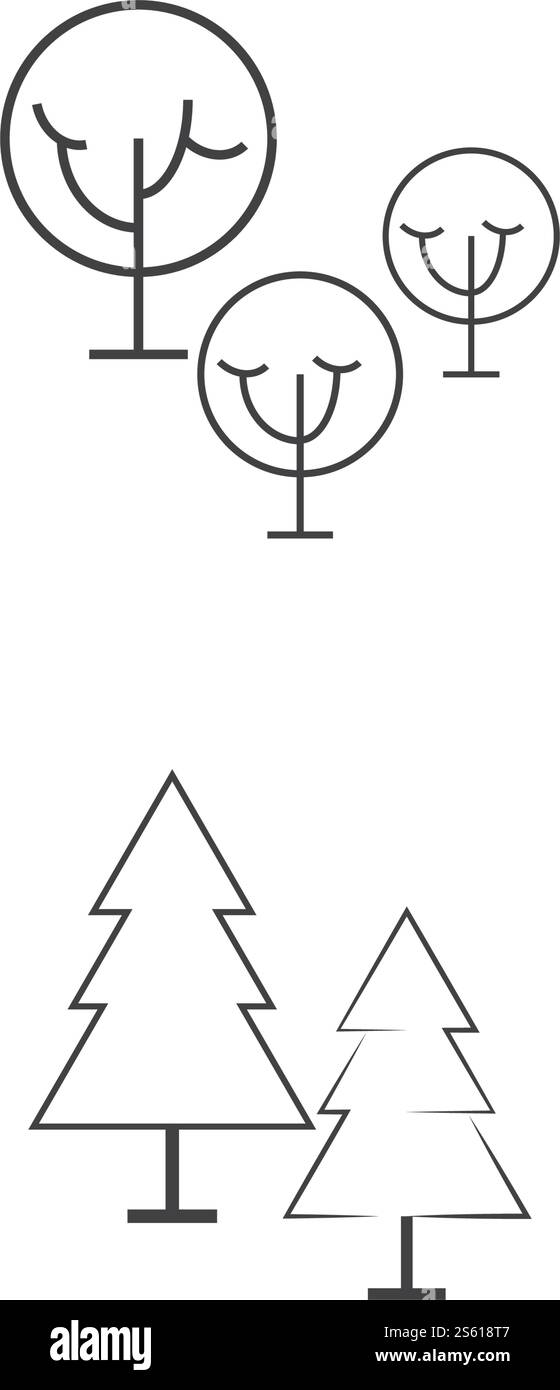 Natura simbolo vettoriale modello logo linea albero Illustrazione Vettoriale