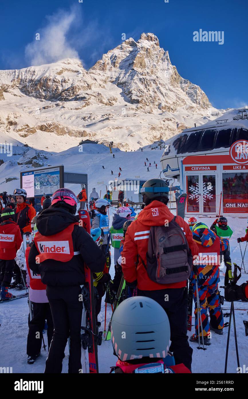 Stazione sciistica Breuil-Cervinia nelle Alpi italiane, Valle d'Aosta Foto Stock