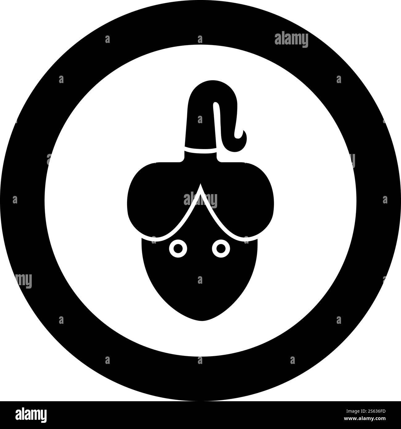 Testa di donna con il volto di falce nella parte anteriore icona in colore nero circolare illustrazione vettoriale stile piatto immagine semplice. Testa di donna con il volto di falce nella parte anteriore icona in colore nero rotondo immagine vettoriale piatta Illustrazione Vettoriale