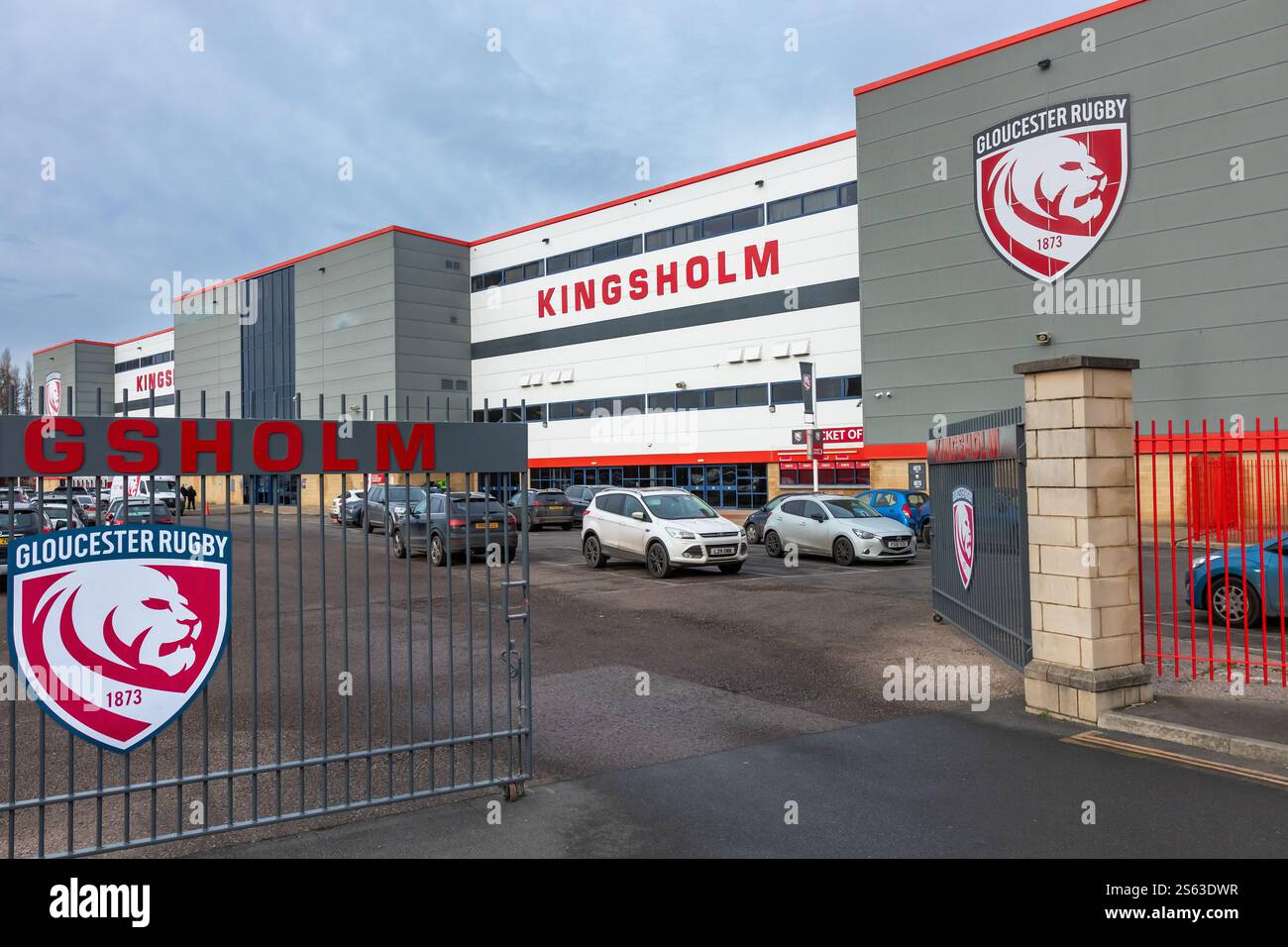 Kingsholm Stadium, stadio di rugby a 15 situato a Gloucester, Inghilterra, Regno Unito, stadio di casa del Gloucester Rugby. Foto Stock