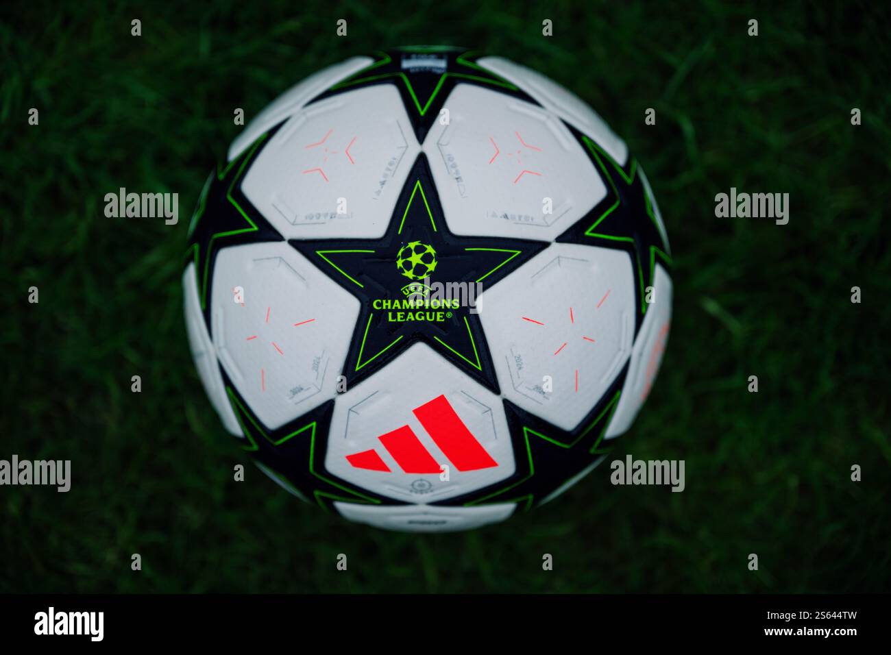 Primo piano dell'Adidas UEFA Champions League Football 2025 Foto Stock