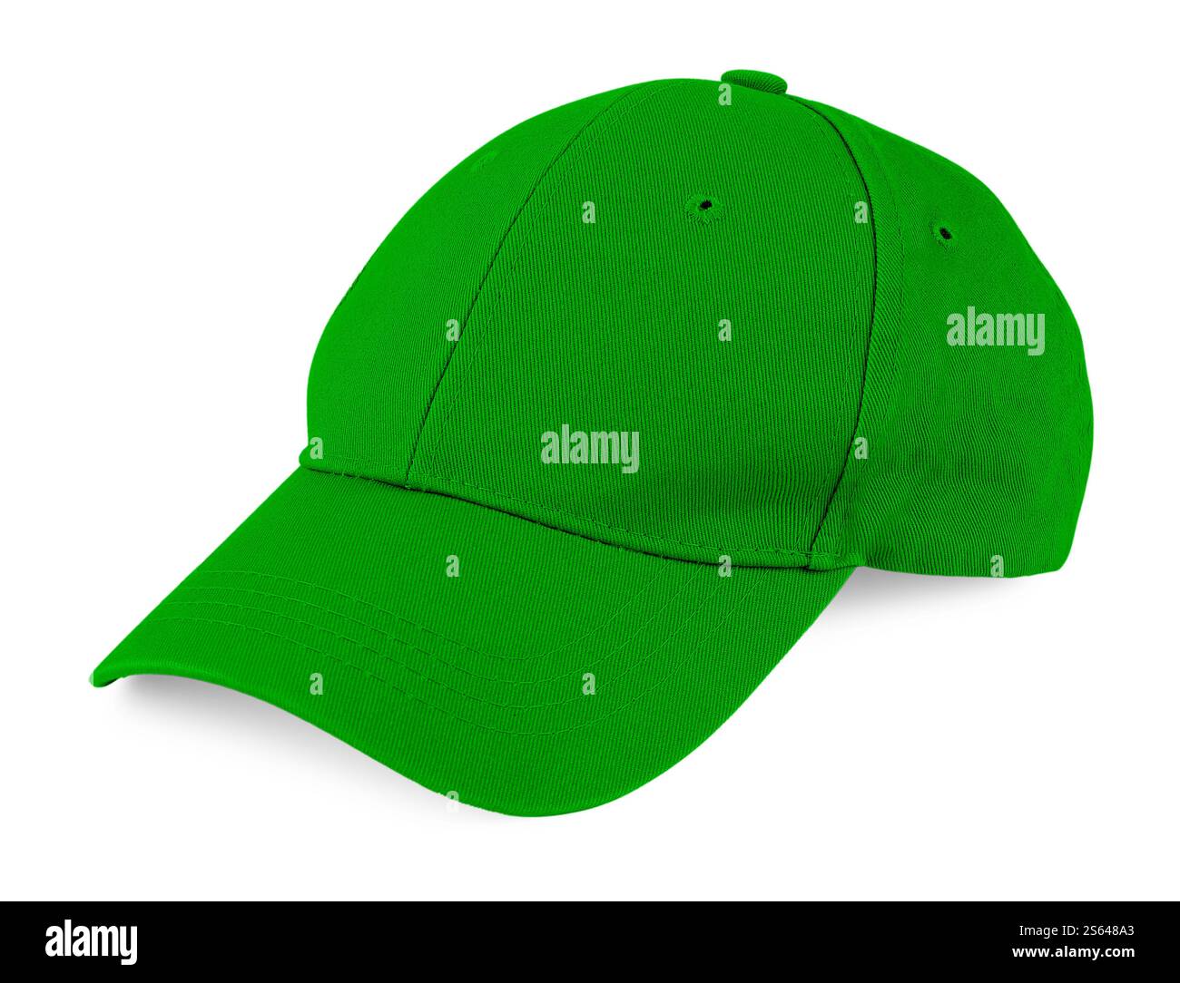 Tappo verde isolato su bianco. Mockup per il design Foto Stock