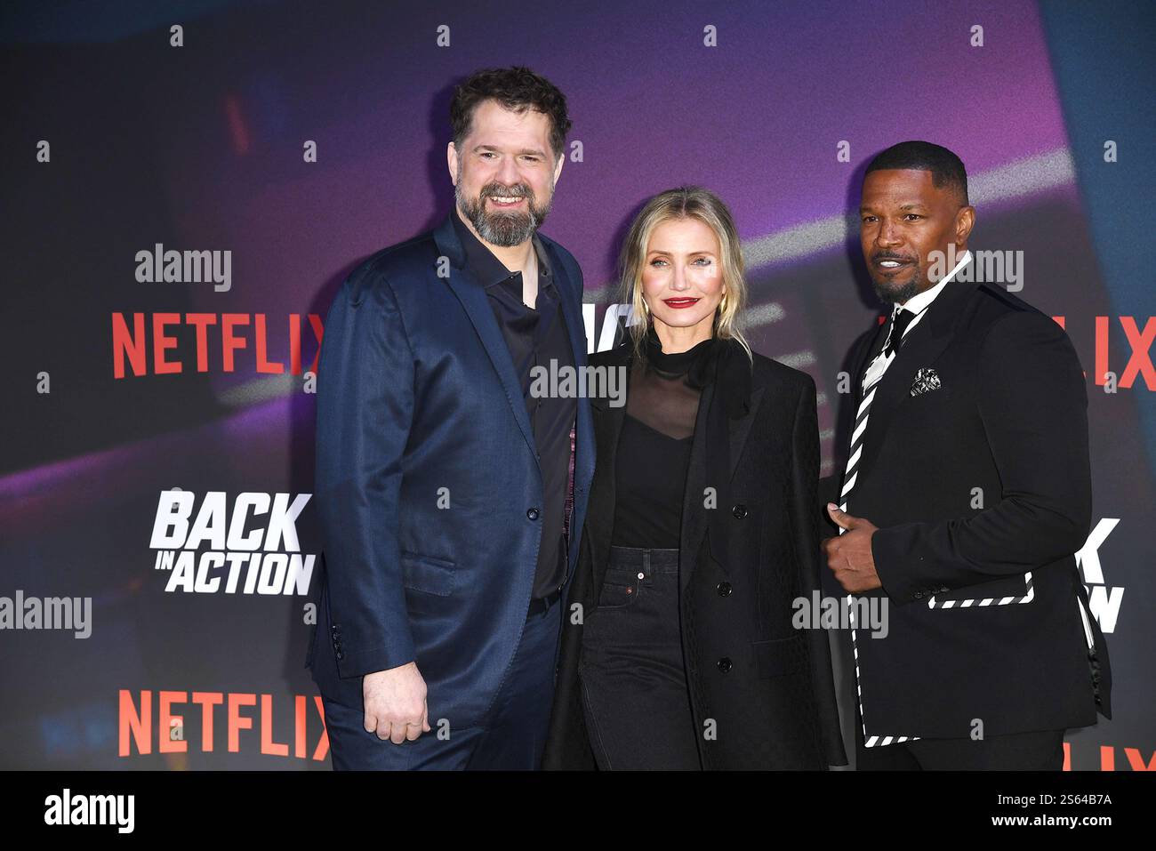 Regisseur Seth Gordon, Cameron Diaz und Jamie Foxx bei der „Back in Action“ Kino Premiere AM 15.01.2025 a Berlino Foto Stock
