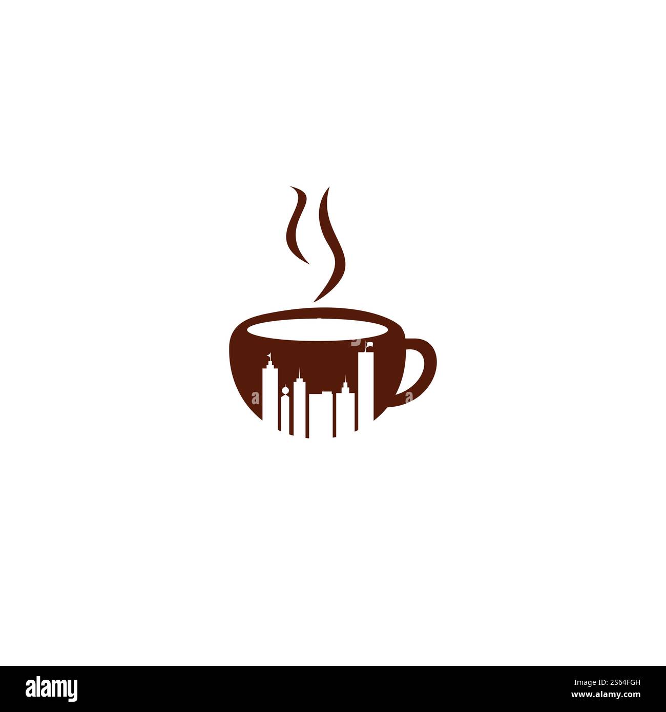 Disegno del logo vettoriale della città del caffè. Illustrazione Vettoriale