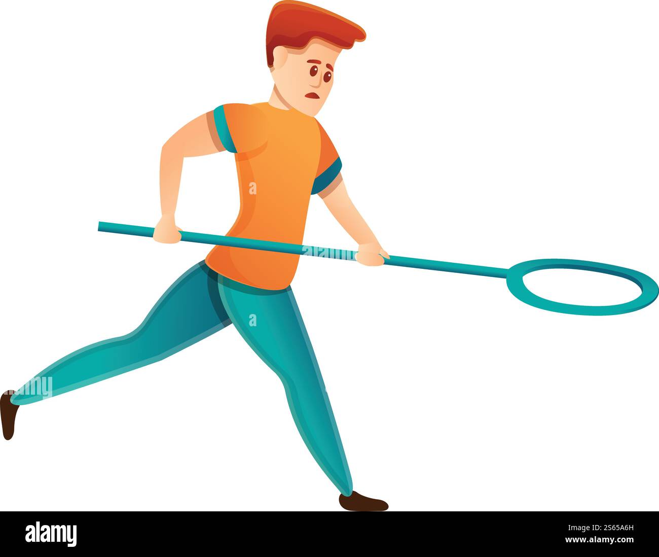 L'uomo cattura l'icona del cane senzatetto. Cartoni animati di Man Catch icona vettoriale cane senza dimora per il web design isolato su sfondo bianco. L'uomo cattura l'icona del cane senzatetto, in stile cartoni animati Illustrazione Vettoriale