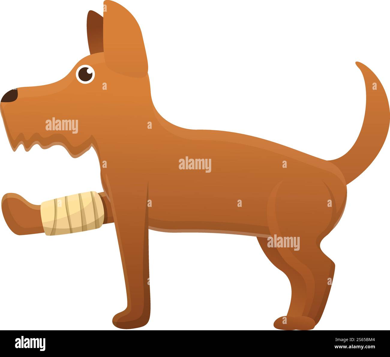 Icona cane rotto gamba. Cartoni animati con icona vettoriale gamba rotta cane per il web design isolato su sfondo bianco. Icona cane rotto gamba, stile cartone animato Illustrazione Vettoriale