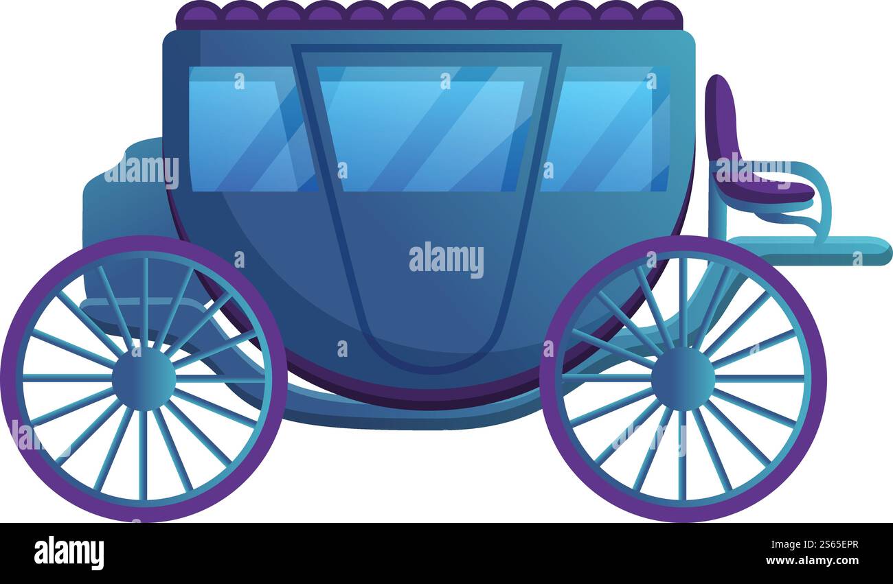 Icona carrozza medievale. Cartone animato dell'icona del vettore medievale del carrello per la progettazione Web isolato su sfondo bianco. Icona della carrozza medievale, stile cartoni animati Illustrazione Vettoriale