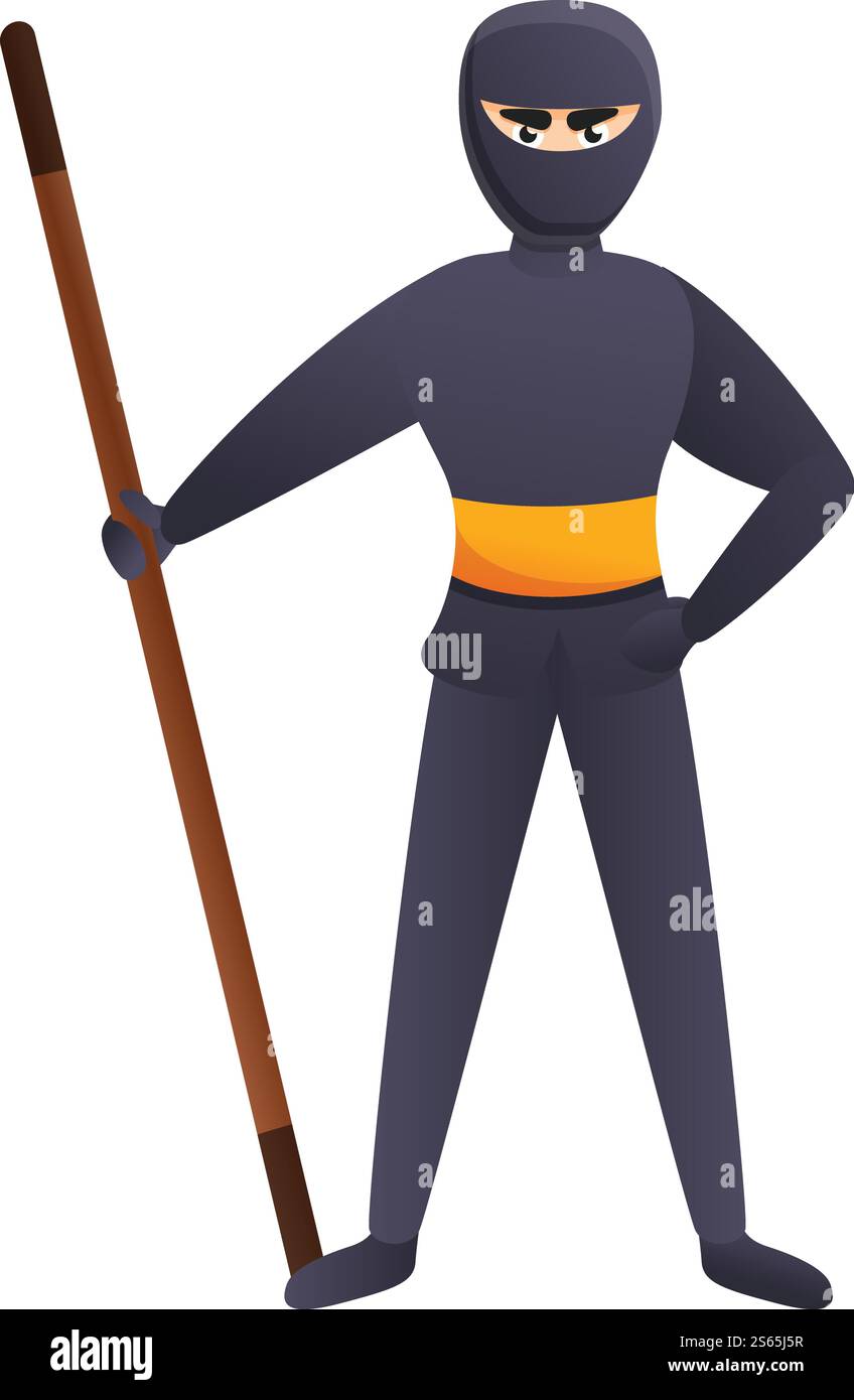 Icona guerriera asiatica. Cartone animato dell'icona vettoriale guerriera asiatica per il web design isolato su sfondo bianco. Icona guerriera asiatica, stile cartoni animati Illustrazione Vettoriale