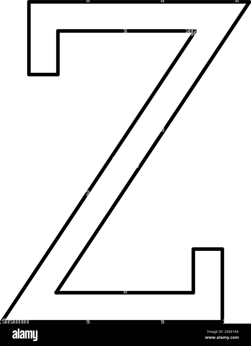 Simbolo greco Zeta lettera maiuscola icona carattere maiuscolo contorno nero illustrazione vettoriale stile piatto immagine semplice. Simbolo greco Zeta lettera maiuscola icona carattere maiuscolo contorno immagine vettoriale colore nero immagine in stile piatto Illustrazione Vettoriale