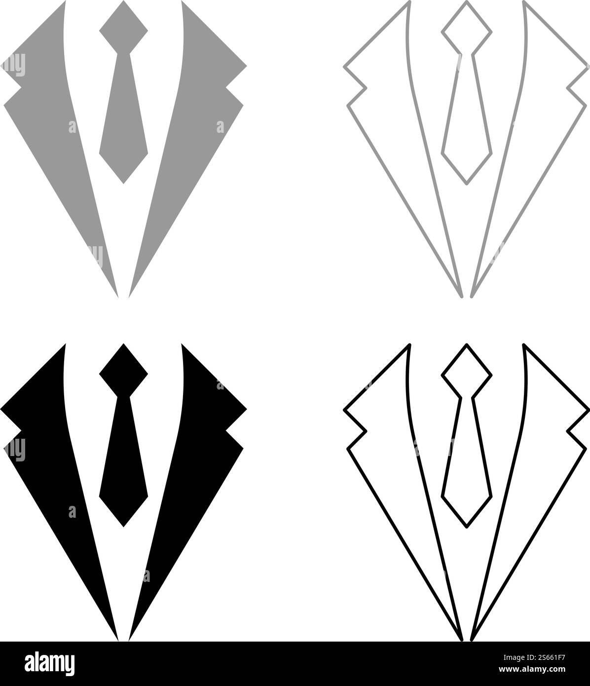 Business Concept Giacca e cravatta abito cravat per il matrimonio abbigliamento uomo&rsquo;S in abiti abiti da sposa contorno icona idea rappresentativa colore grigio nero illustrazione vettoriale stile piatto immagine semplice. Giacca e cravatta Business Concept abito cravat per matrimonio abbigliamento uomo&rsquo; abbigliamento in abiti abiti da sposa contorno icona idea rappresentativa con disegno vettoriale di colore grigio nero immagine in stile piatto Illustrazione Vettoriale