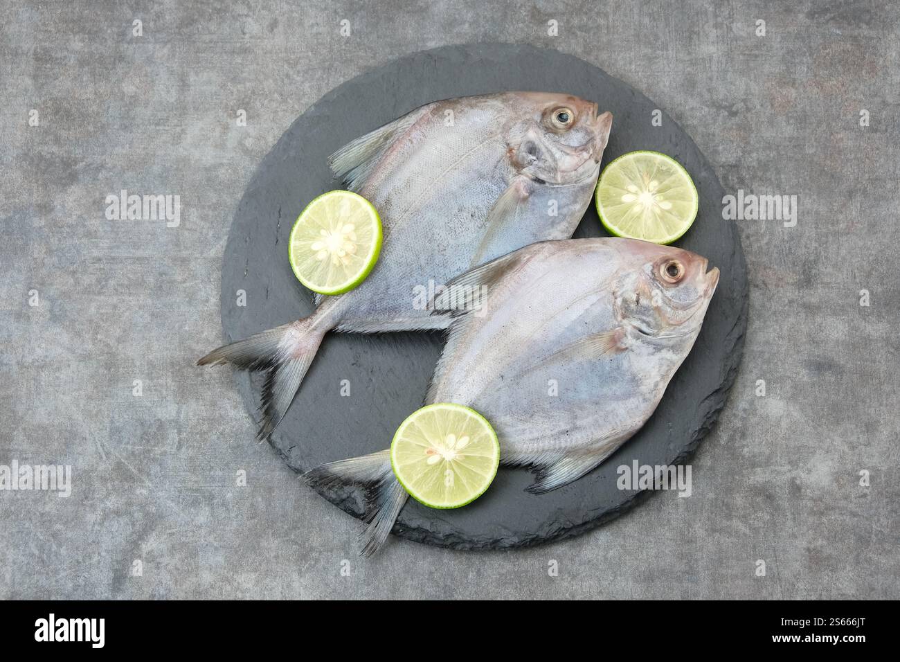 Ikan Dorang o Ikan Bawal Putih, preparazione alimentare Foto Stock