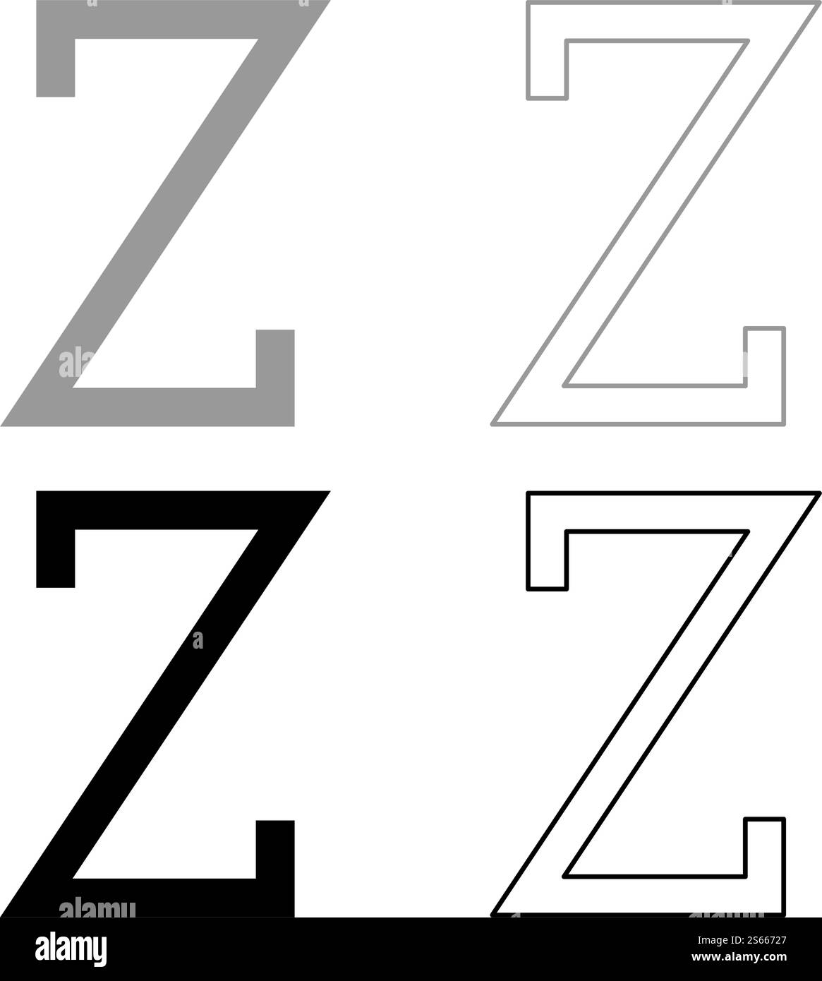 Simbolo greco Zeta lettera maiuscola contorno dell'icona del carattere maiuscolo Imposta colore nero grigio illustrazione vettoriale stile piatto immagine semplice. Simbolo greco Zeta lettera maiuscola contorno dell'icona del carattere maiuscolo Imposta il colore nero grigio immagine vettoriale immagine piatta Illustrazione Vettoriale