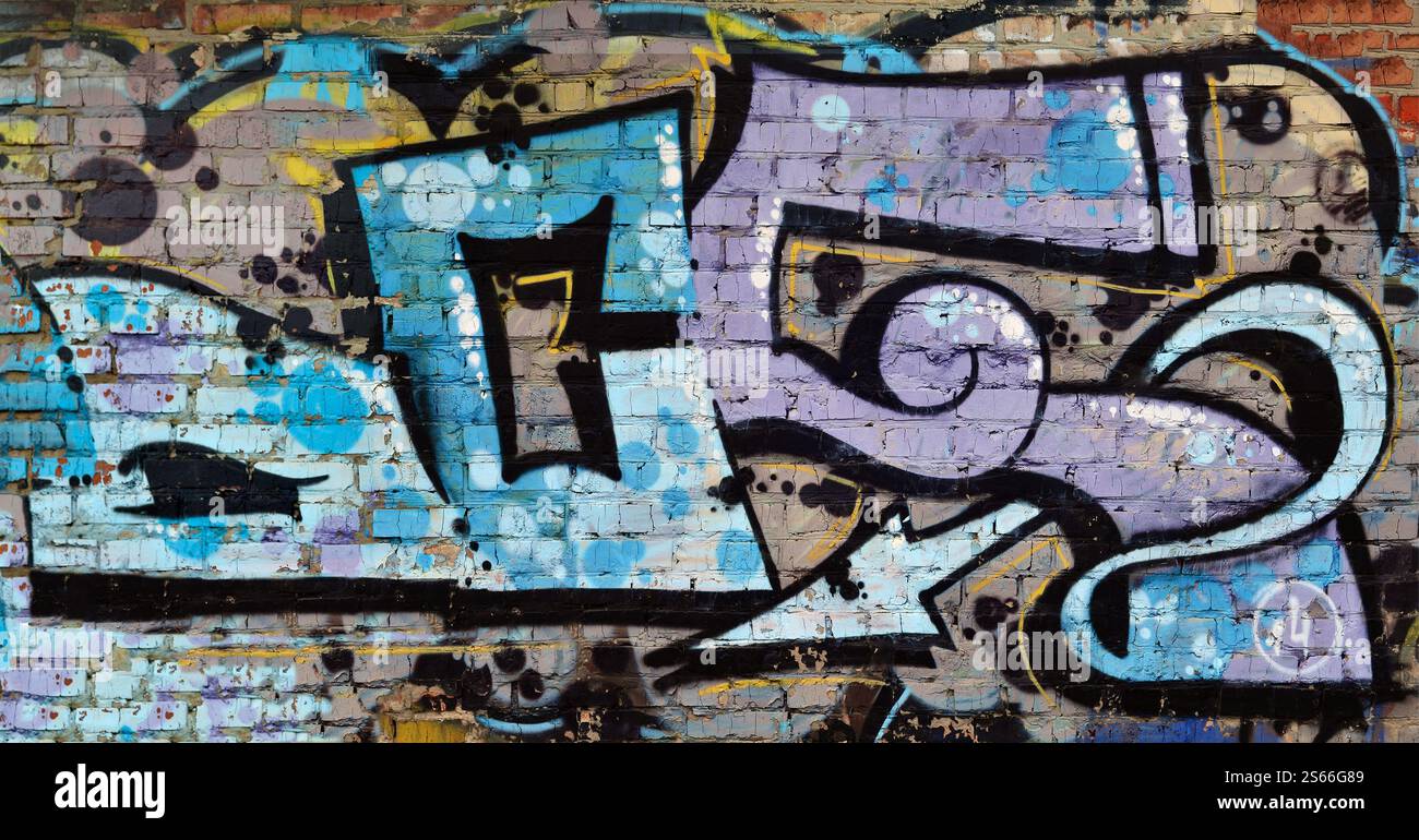 Bellissimi graffiti di Street art. Colore astratto creativo disegnando colori alla moda sulle pareti della città. Cultura urbana contemporanea. Vernice titolo attivata Foto Stock