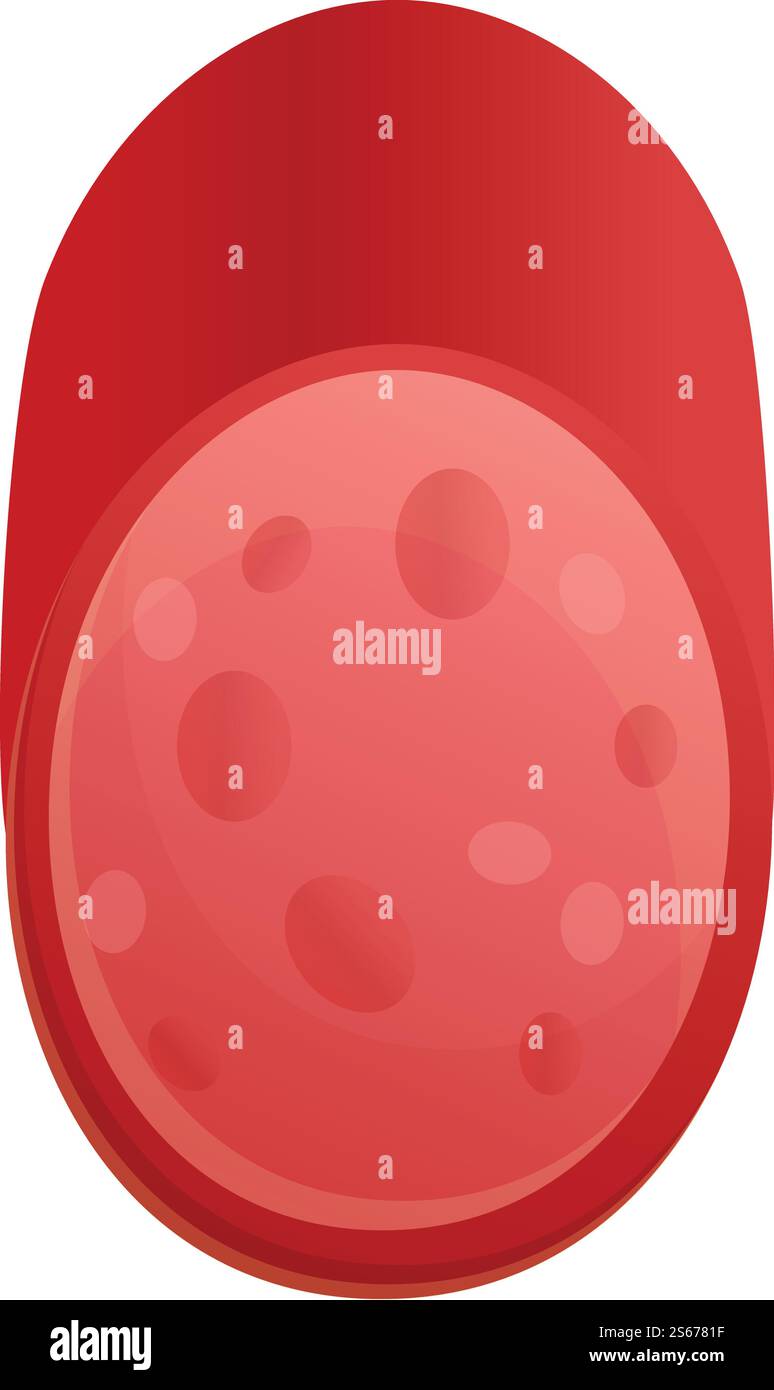 Icona della salsiccia tagliata in casa. Cartoni animati dell'icona vettoriale della salsiccia per il web design isolato su sfondo bianco. Icona della salsiccia casalinga tagliata, stile cartoni animati Illustrazione Vettoriale