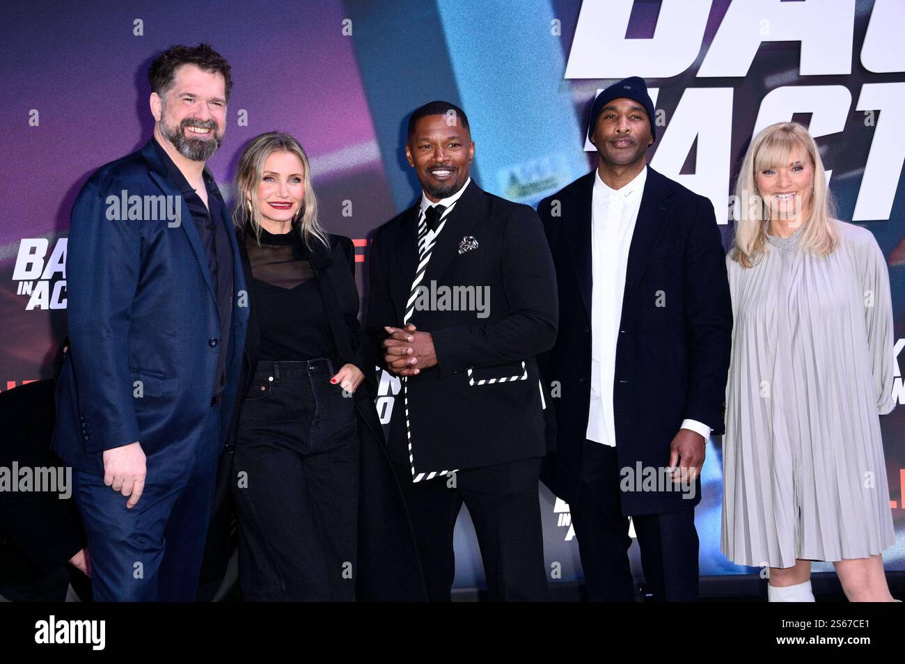 Seth Gordon, Cameron Diaz, Jamie Foxx, Datari Turner e Katja Hofem Beim Screening des Netflix Films Back in Action im Zoo Palast. Berlino, 15.01.2025 *** Seth Gordon, Cameron Diaz, Jamie Foxx, Datari Turner e Katja Hofem alla proiezione del film Netflix Back in Action allo Zoo Palast Berlin, 15 01 2025 foto:Xn.xKubelkax/xFuturexImagex Back_5182 Foto Stock