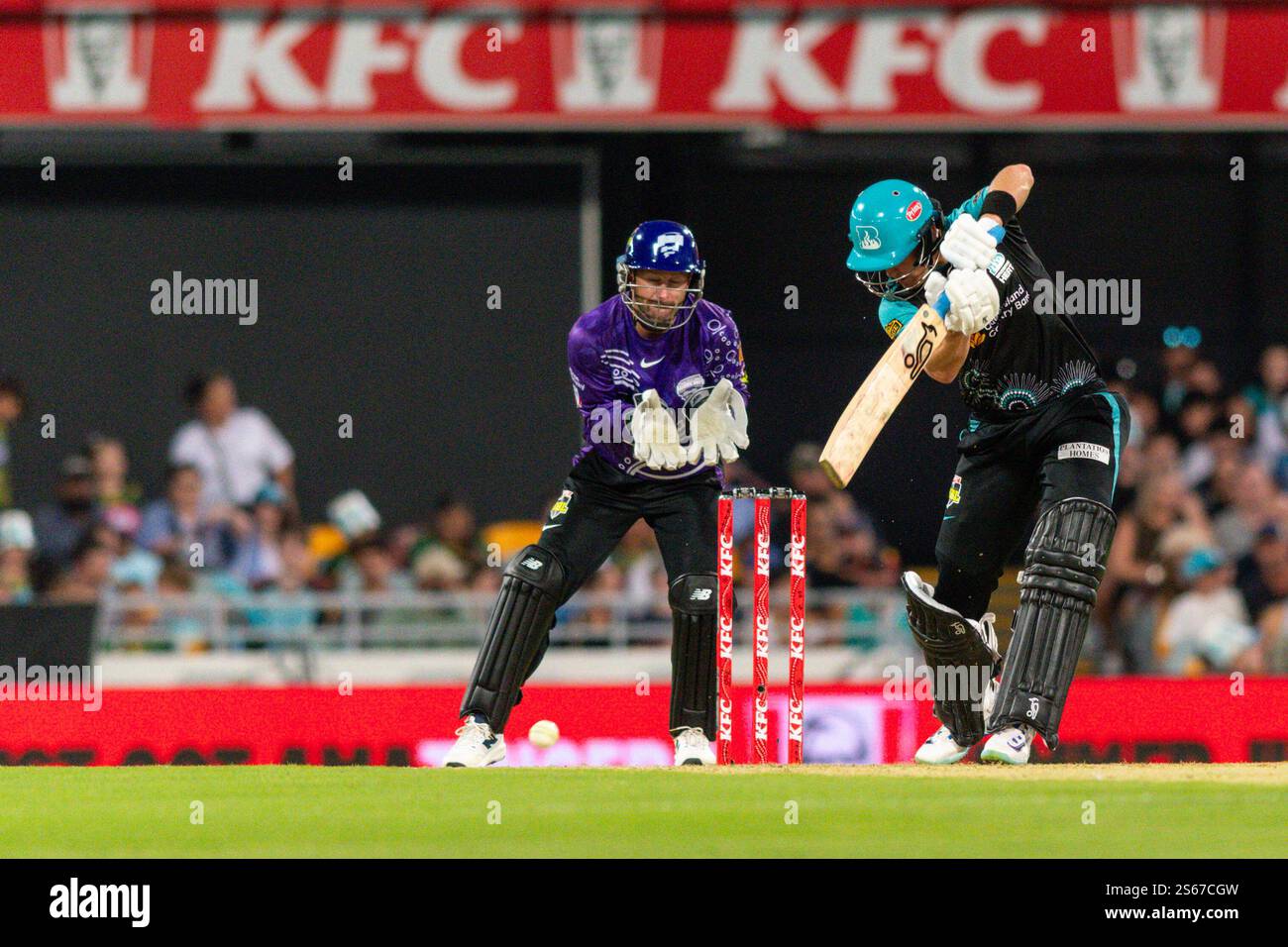Marnus Labuschagne dei Brisbane Heat durante la partita di Big Bash League tra i Brisbane Heat e gli Hobart Hurricanes al Gabba il 16 gennaio 2025 a Brisbane, Australia Foto Stock
