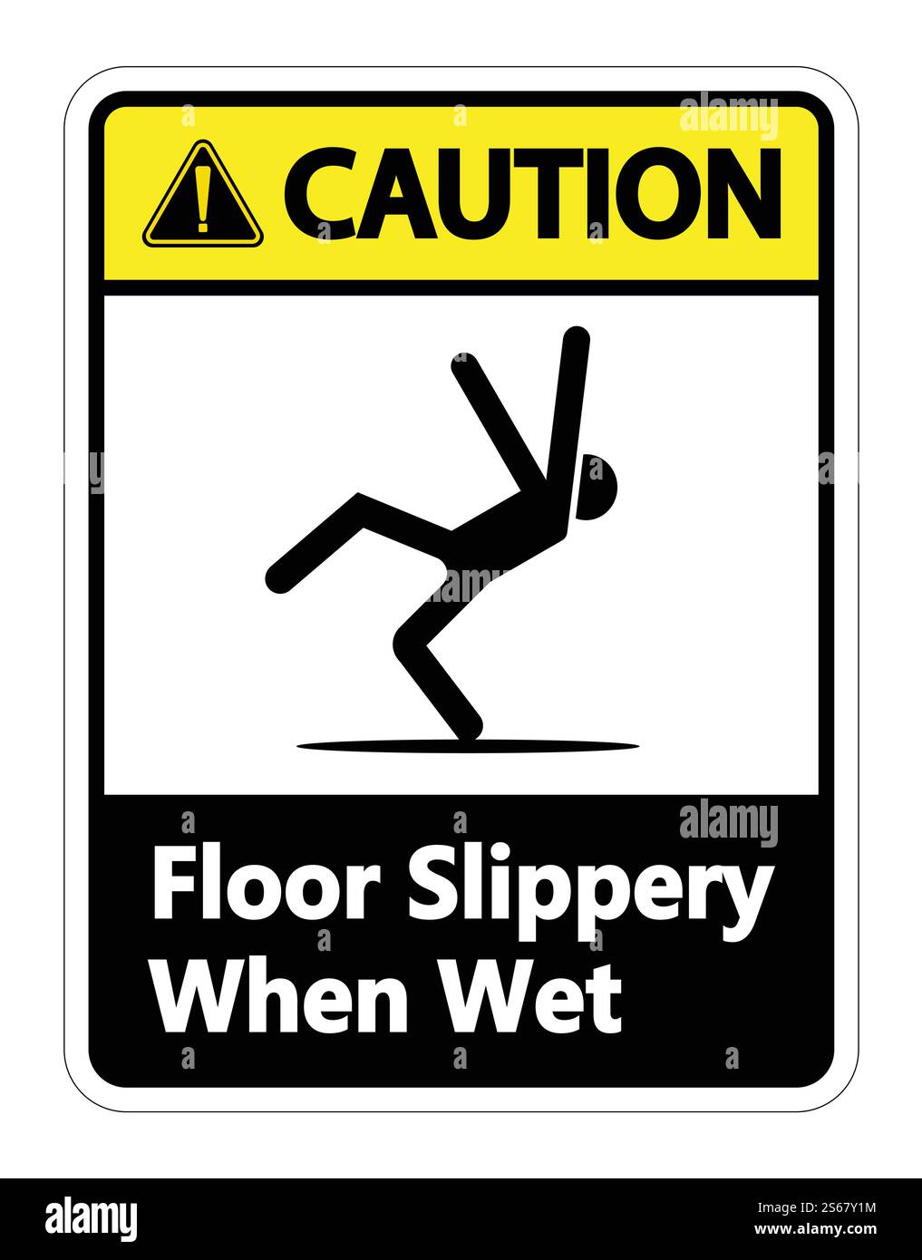 Attenzione scivoloso quando bagnato segno su sfondo bianco,illustrazione vettoriale Illustrazione Vettoriale
