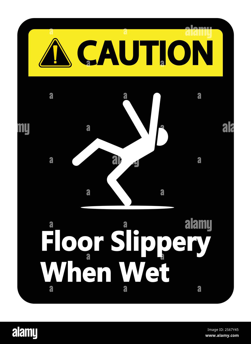 Attenzione scivoloso quando bagnato segno su sfondo bianco,illustrazione vettoriale Illustrazione Vettoriale