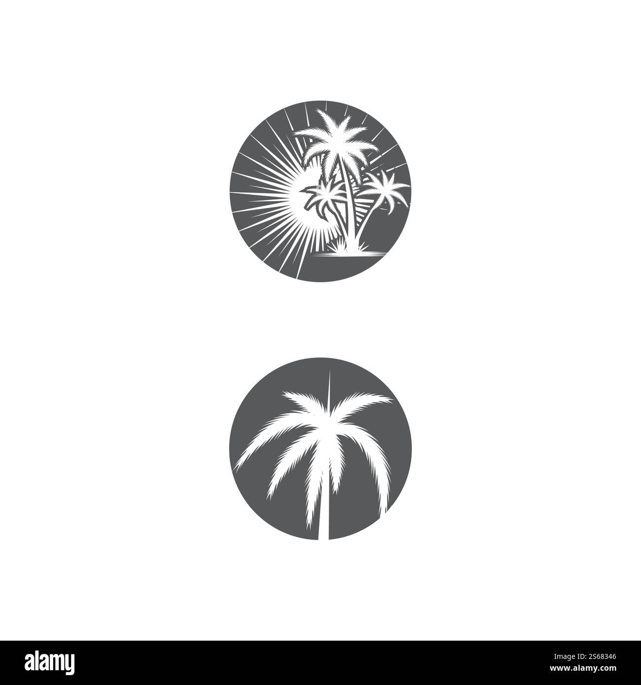 Palm tree estate modello logo illustrazione vettoriale Illustrazione Vettoriale