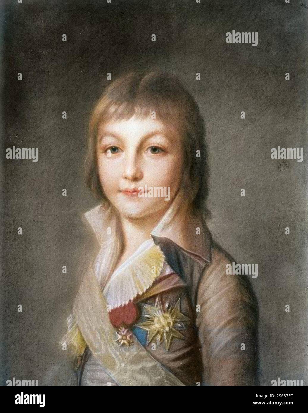 Ritratto di Luigi Carlo - delfino, Luigi XVII (1785-1795). Dopo Joseph Boze (1745-1826). Luigi XVII (nato Luigi Carlo, duca di Normandia; 27 marzo 1785 – 8 giugno 1795) Foto Stock