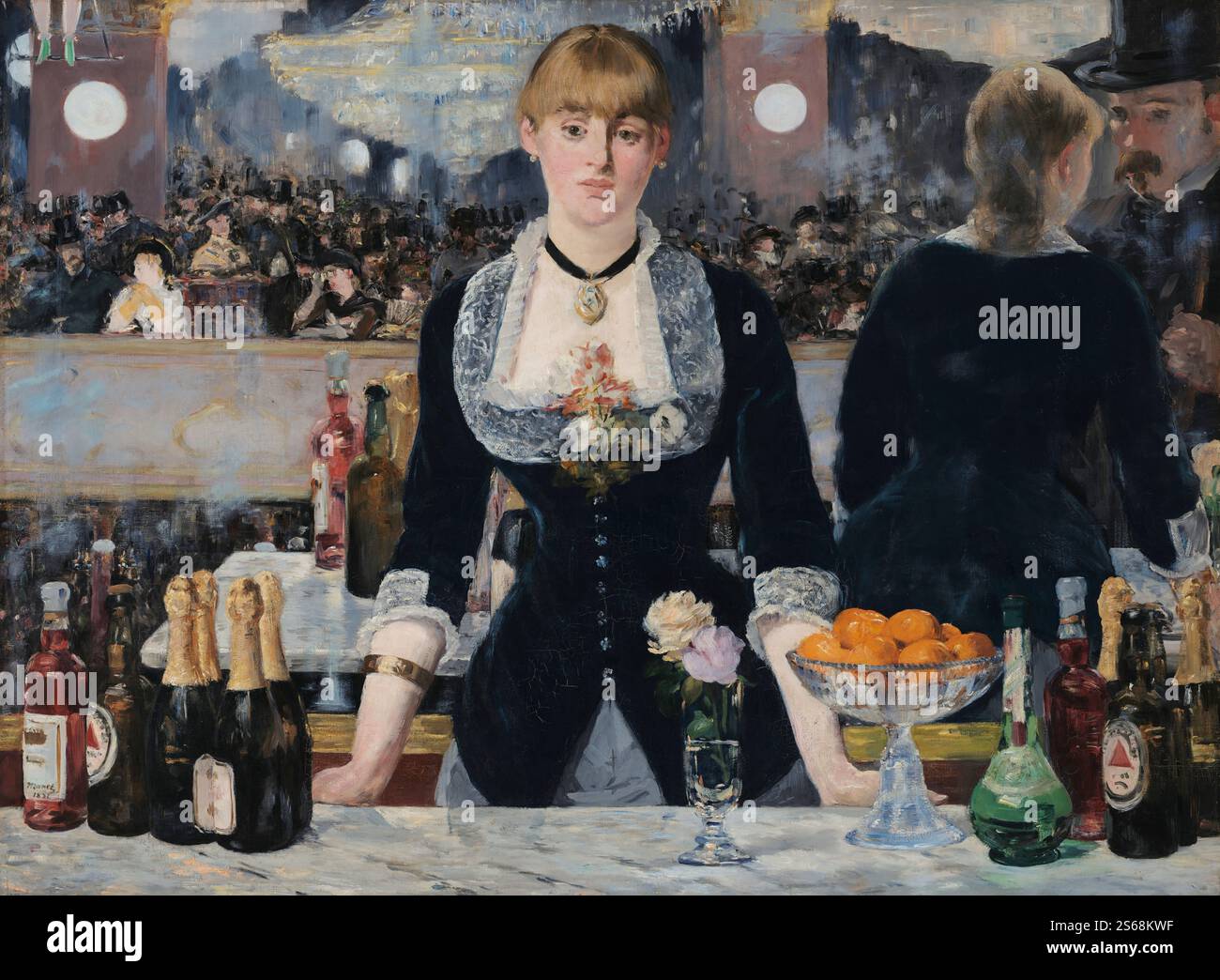 A Bar at the Folies-Bergère (francese: Un bar aux Folies Bergère) è un dipinto di Édouard Manet, considerato il suo ultimo lavoro importante. Fu dipinto nel 1882 ed esposto al Salon di Parigi di quell'anno. Foto Stock