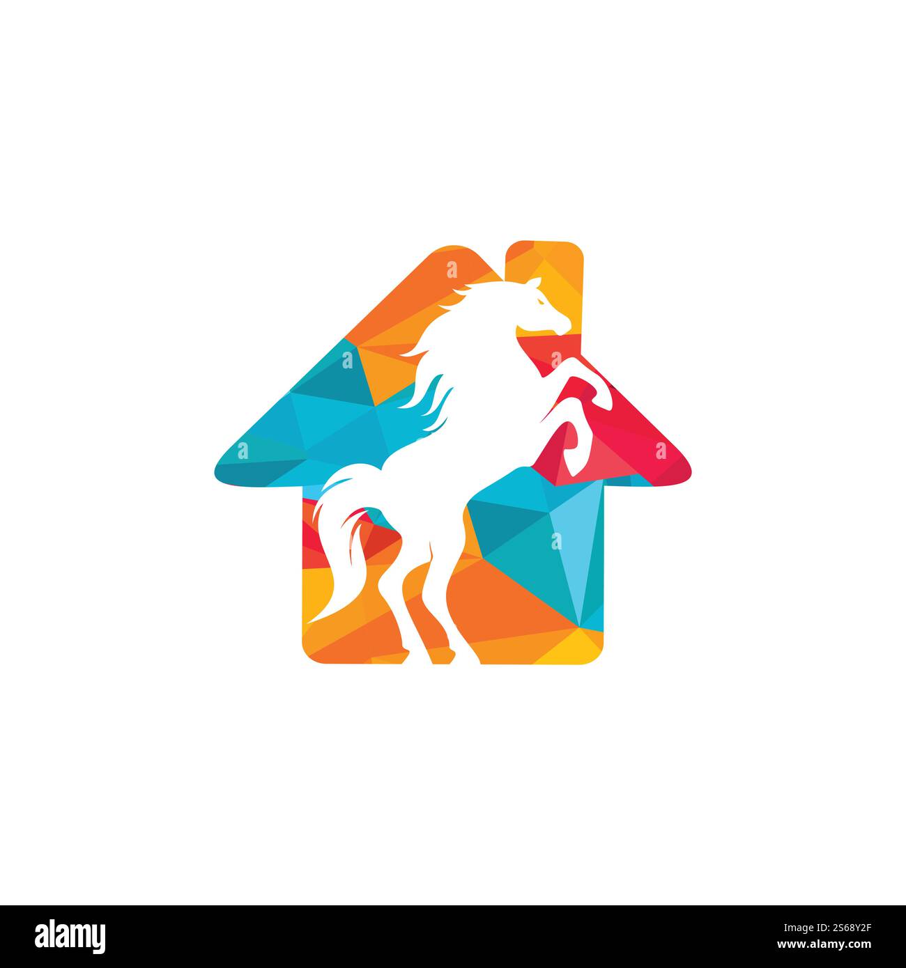 Cavallo e casa vettore logo design. Horse logo accompagnato concetti casa. Illustrazione Vettoriale