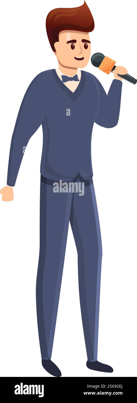 Icona giornalista TV. Cartone animato dell'icona vettoriale del giornalista televisivo per il web design isolato su sfondo bianco. Icona giornalista TV, stile cartoni animati Illustrazione Vettoriale