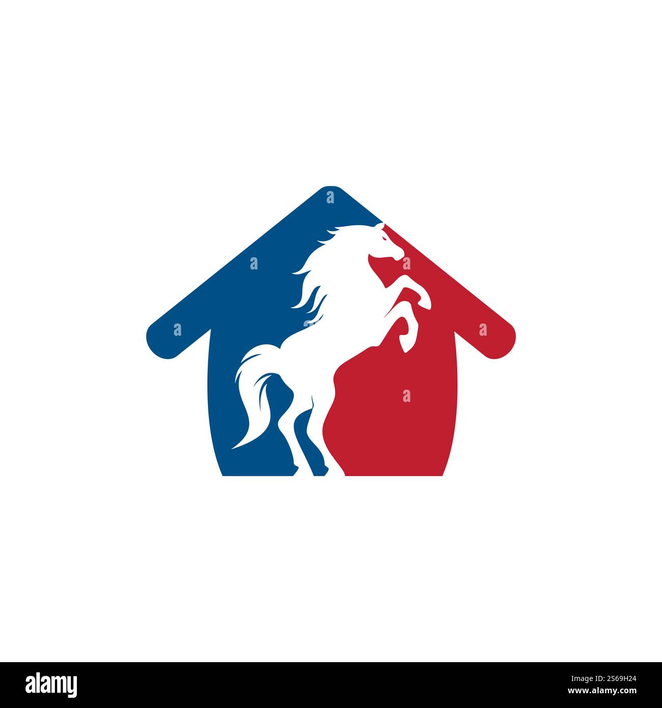 Cavallo e casa vettore logo design. Horse logo accompagnato concetti casa. Illustrazione Vettoriale
