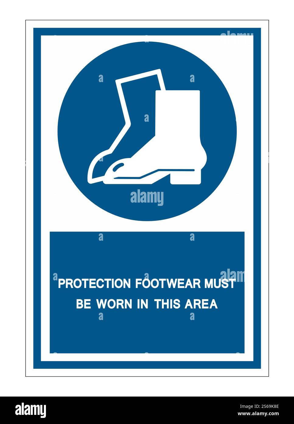 In quest'area è necessario indossare calzature protettive simbolo segno isolare su sfondo bianco, illustrazione vettoriale Illustrazione Vettoriale
